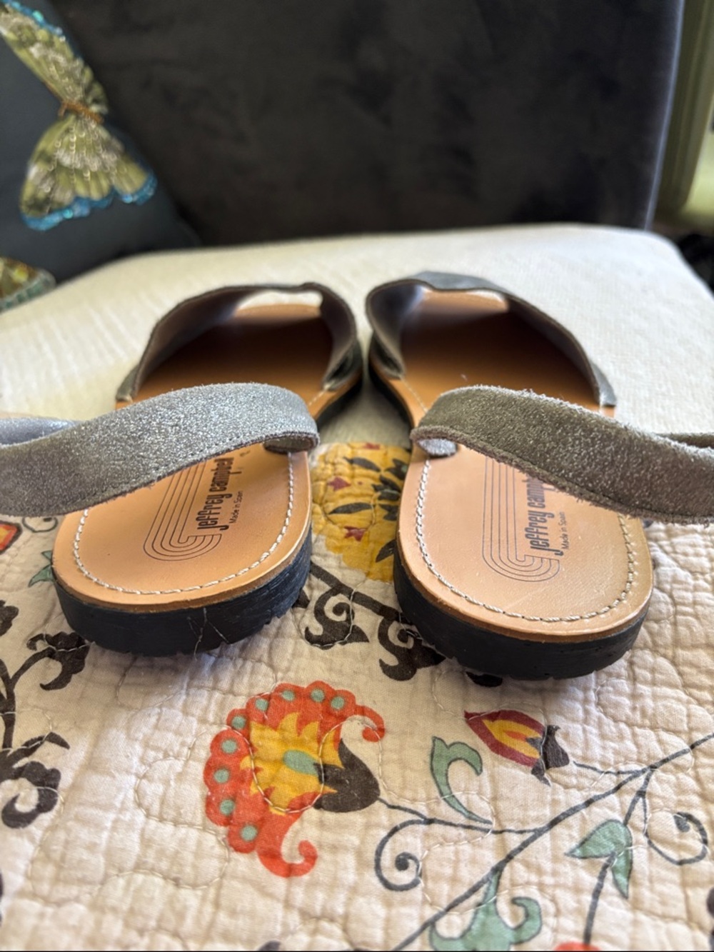 Jeffrey Campbell Pewter Ibiza Slingback Sandals Size EU 41 Made In Spain - Picture 9 of 13